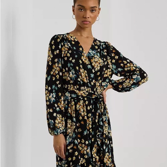 Ralph Lauren Dresses & Skirts - Ralph Lauren Black Floral Long Sleeve Dress. PTP 22